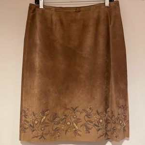 Express Genuine Leather  Skirt Floral Design Size 9/10